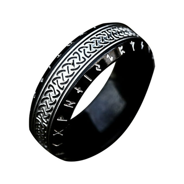 Destyer Gifts For Friends Vintage Steel Ring For Men Unisex Vintage Rings All black 12 1Set