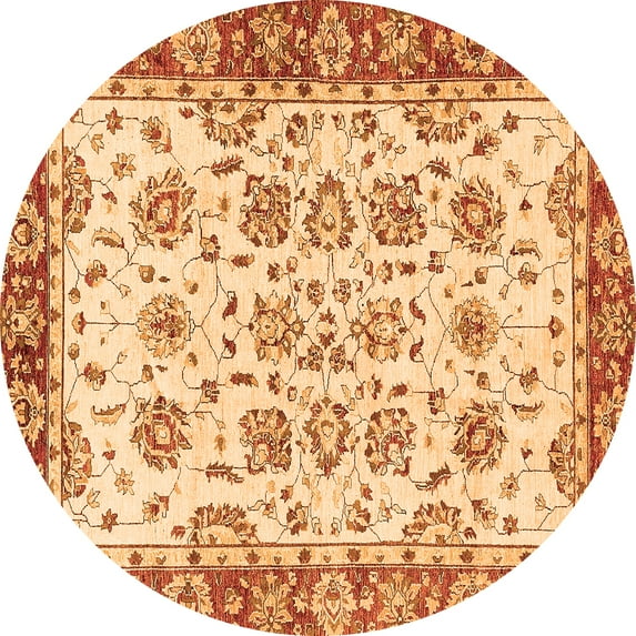 Ahgly Company Indoor Round Abstract Orange Modern Area Rugs, 4' Round