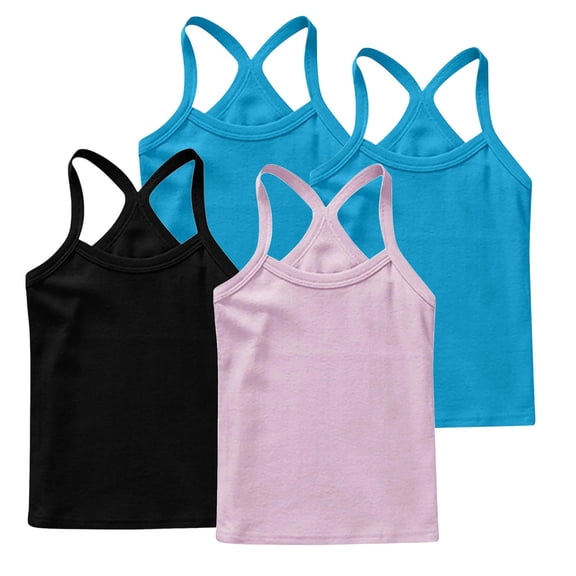 4 Pack Kids Girls Classic Solid Camisole Undershirts for Girls Breathable Cotton Soft Tank Tops Summer Lightweight Cute Shirt
