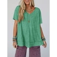 thumbnail image 2 of Womens Oversized Tshirts Knit V Neck Short Sleeve Tunic Tops Summer Casual Loose Fit Tee Shirts, 2 of 7