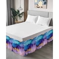 thumbnail image 4 of Marble Blue Bed Skirt Queen Size 18" Drop Gold Line Gradient Purple Modern Wavy Ruffled Wrap Around Bed Skirts Adjustable Elastic Bedskirt Dust Ruffle for Queen Size Bed, 4 of 7