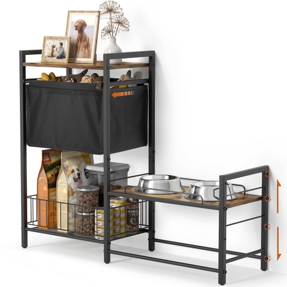 Soporte elevado para perros Lomivra con cesto para juguetes y almacenamiento