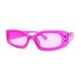 thumbnail image 1 of Womens Mod Narrow Rectangle Inset Lens Retro Sunglasses Fuchsia, 1 of 4