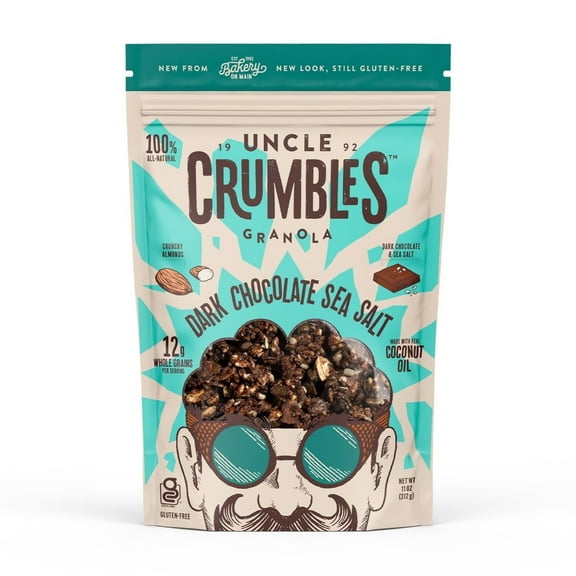 Uncle Crumbles Gluten-Free, Non GMO, Kosher Certified Granola with Almonds & Sesame Seeds, Dark Chocolate Sea Salt, 11 oz