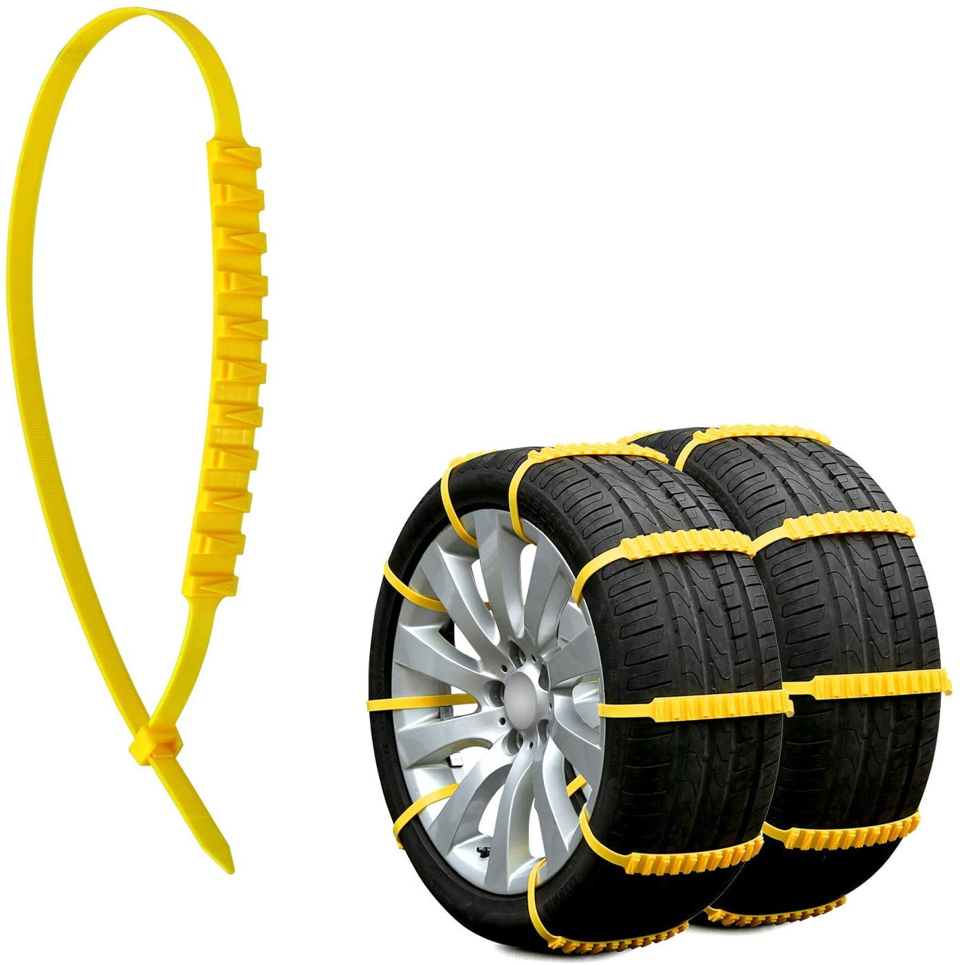 Snow Chains for Cars Anti-Skid Emergency Snow Tire Chains Portable Emergency Traction Anti Slip Tire Chains Snow Mud Chains Universal Adjustable 10pcs Car Security Chains for SUV and Cars Yellow A 