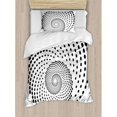 thumbnail image 3 of Spires Decor King Size Duvet Cover Set, Minimalist Spiral Shape Dotted Monochrome Swirling Twisting Helix Form Design, Decorative 3 Piece Bedding Set with 2 Pillow Shams, Black White, by Ambesonne, 3 of 3