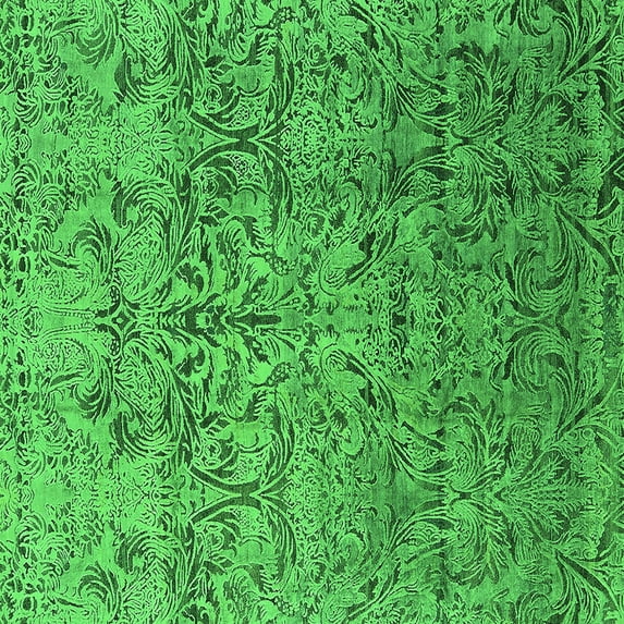 Ahgly Company Indoor Square Oriental Green Industrial Area Rugs, 6' Square
