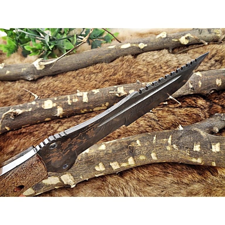 Hand-forged Full Tang Rambo Survival Knife HUNTEX Hand-Forged Damascus ...