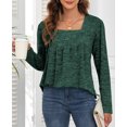 thumbnail image 2 of ANYJOIN Womens Long Sleeve Tunic Tops Pleated Square Neck Casual Loose Fit Blouse Shirt, 2 of 5