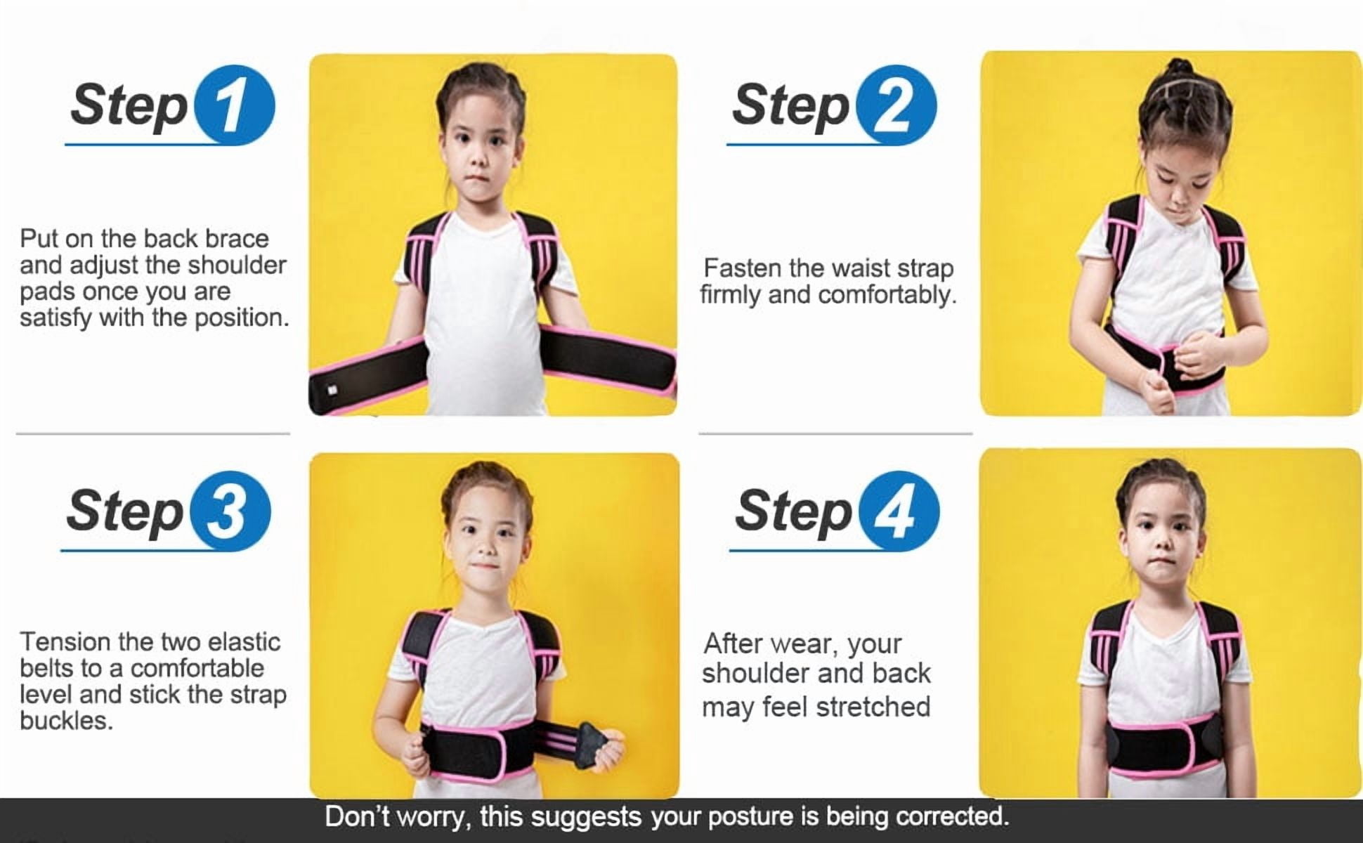 Back Brace Posture Corrector for Kids, Back Straightener Posture Corrector, Scoliosis and Hunchback Correction, Under Clothes Adjustable Upper Back Posture Brace for Teens, Spinal Supportor, Black, S