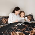thumbnail image 4 of Erosebridal Leopard Print Bow Heart Bedding Comforter Set for Girls, Gold Ribbon Queen Bedding Sets, Black Reversible, 7pcs, 4 of 6