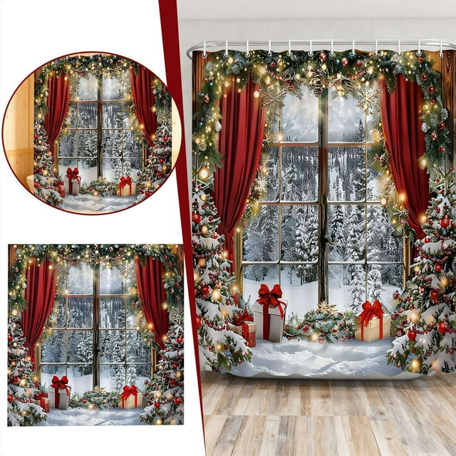 BotaniNest Fabric Shower Curtain With Reinforced Rustproof For Bathroom And Against Splashes And Leaks