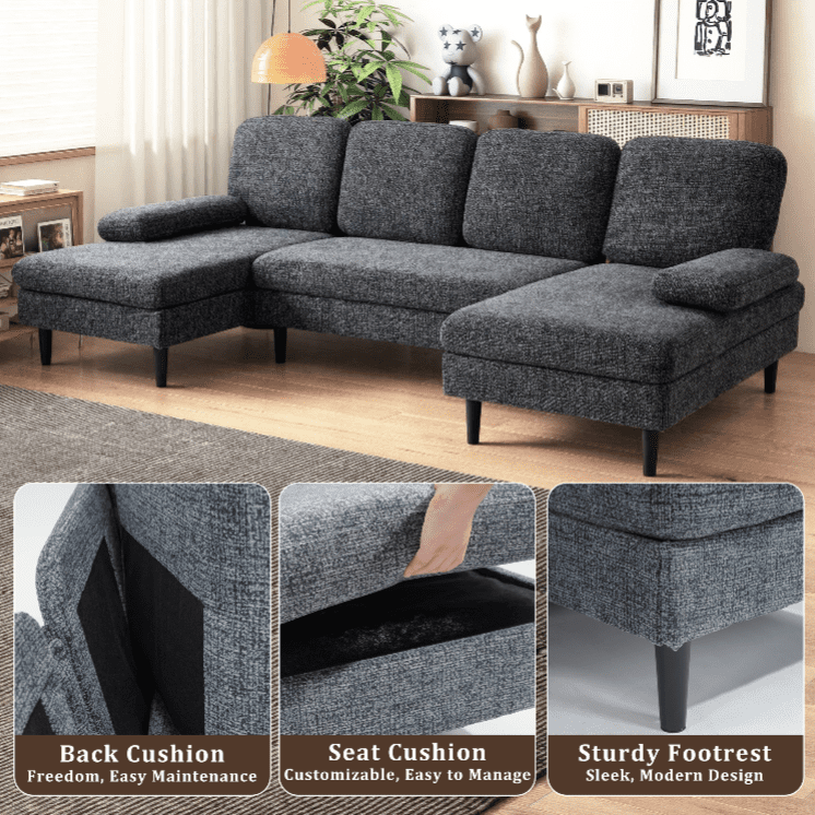 U-Shaped Sectional Sofa with Double Chaise