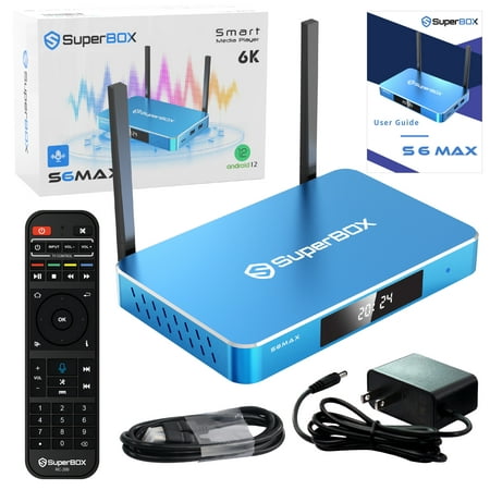S6max 2025 Fully Newest Edition with 6K, Large Capacity 4G+64G+64G USB Drive with Backlit Keyboard, Mini Audio,& USB Hub, S6max Super Box with Voice Remote,Time Shift,Parental Control Time