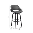 thumbnail image 5 of 30 Inch Leatherette and Wooden Swivel Barstool, Black and Gray - Saltoro Sherpi, 5 of 5