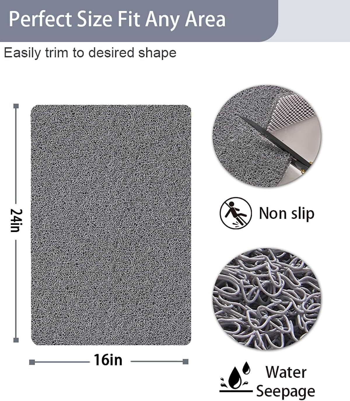 Shower Mat Bathtub Mat,24x16 inch Non-Slip Bath Mat , Fast Drying Bath Tub Mats,Anti Slip Mat for Tub,Shower,Bathroom (Gray)