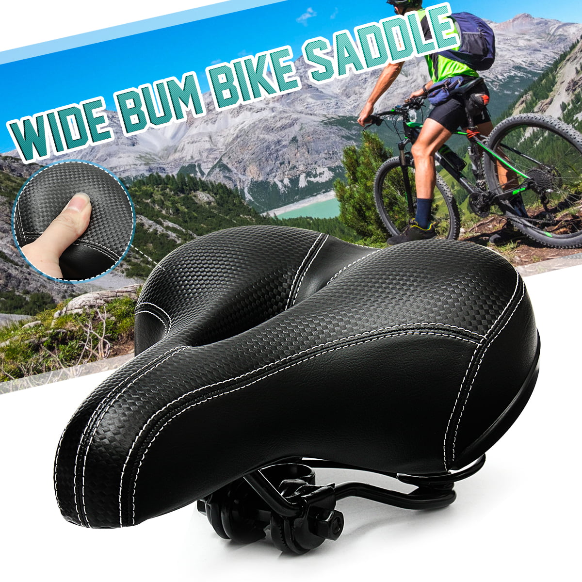 Big Bum Bicycle Curiser Bike Saddle Seat Wide Cycling Noseless Soft Cushion Pad 