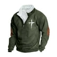thumbnail image 2 of DDAPJ pyju Men's Quarter Zip Sweatshirt Jesus Cross Graphic Prints Mock Neck Long Sleeve Pullover Sweatshirts Christian Faith Sweatshirt Big and Tall Streetwear Tops Army Green L, 2 of 4