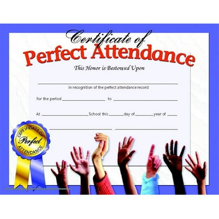 Hayes Certificates - Hayes 078286 Perfect Attendance Certificate, 8.5 x 11 In. - Pack 30