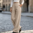 thumbnail image 2 of Women's Corduroy High Waist Wide Leg Dress Pants Pleated Front Loose Suit Trousers Business Casual Pants with Pockets Fashion Bottoms Khaki, 2 of 9