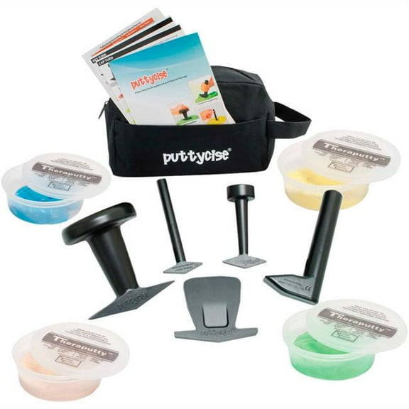 Fabrication B2177091 Puttycise Thera Putty Set - 5 Tools - 4 x 6 oz - Putties - Easy - Multi Color