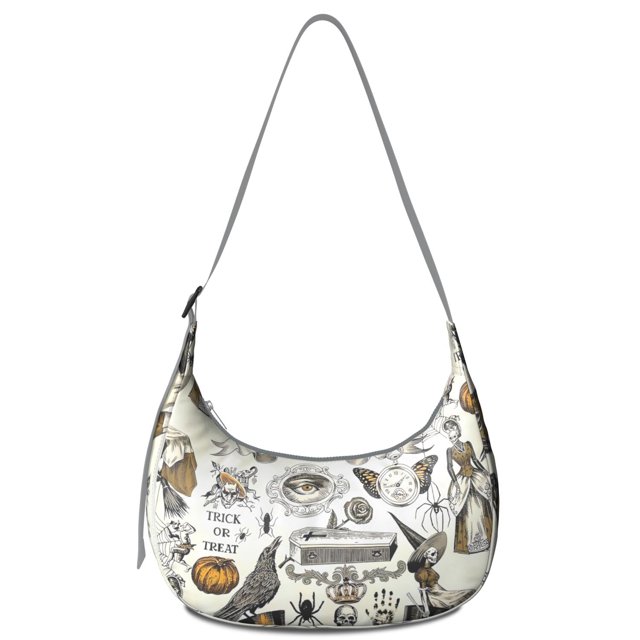 Steampunk Gothic Crescent Crossbody Bag with Moon Star Print, Celestial Night Sky Cosmic Design, Adjustable Strap Eclipse Lunar Purse