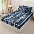 thumbnail image 2 of Homewish Grunge Navy Zipper Queen Comforter Set with Fitted Sheet and 2 Pillowcases,Modern Abstract Zipper Bedding Set,Navy Black,Reversible,4pcs, 2 of 8