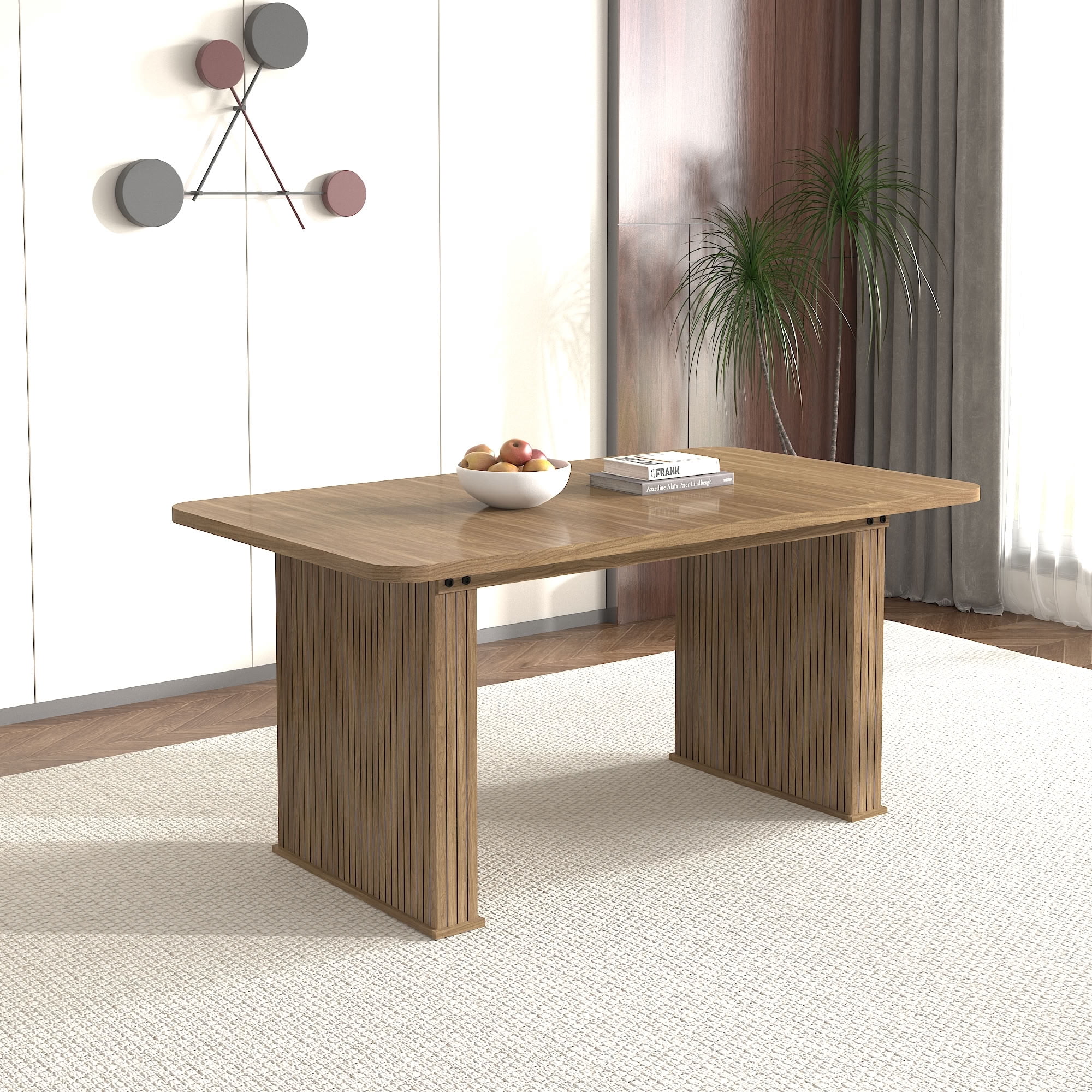 MAYEERTY Extendable Rectangular Dining Table for 6-10 People, Modern Extendable Kitchen Dining Table for Dining Room, Apartment, Kitchen, Family Gathering Furniture