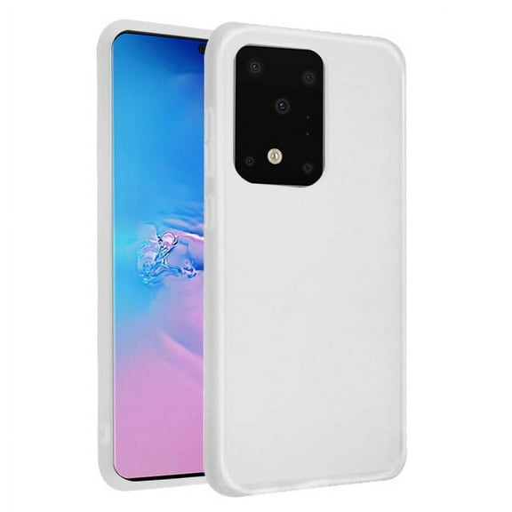 Samsung Galaxy S20 ULTRA (6.9") Phone Case Hybrid Rubber Silicone TPU Gel Protector Bumper Shell Heavy Duty Armor Shockproof [Semi-Transparent] Smoke Frosted WHITE Cover for Samsung Galaxy S20 Ultra