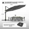 thumbnail image 6 of wikiwiki 12 FT Cantilever Patio Umbrellas Outdoor Offset Umbrella w/ 36 Month Fade Resistance Recycled Fabric, 6-Level 360°Rotation Aluminum Pole for Deck Pool Garden, Dark Grey, 6 of 6