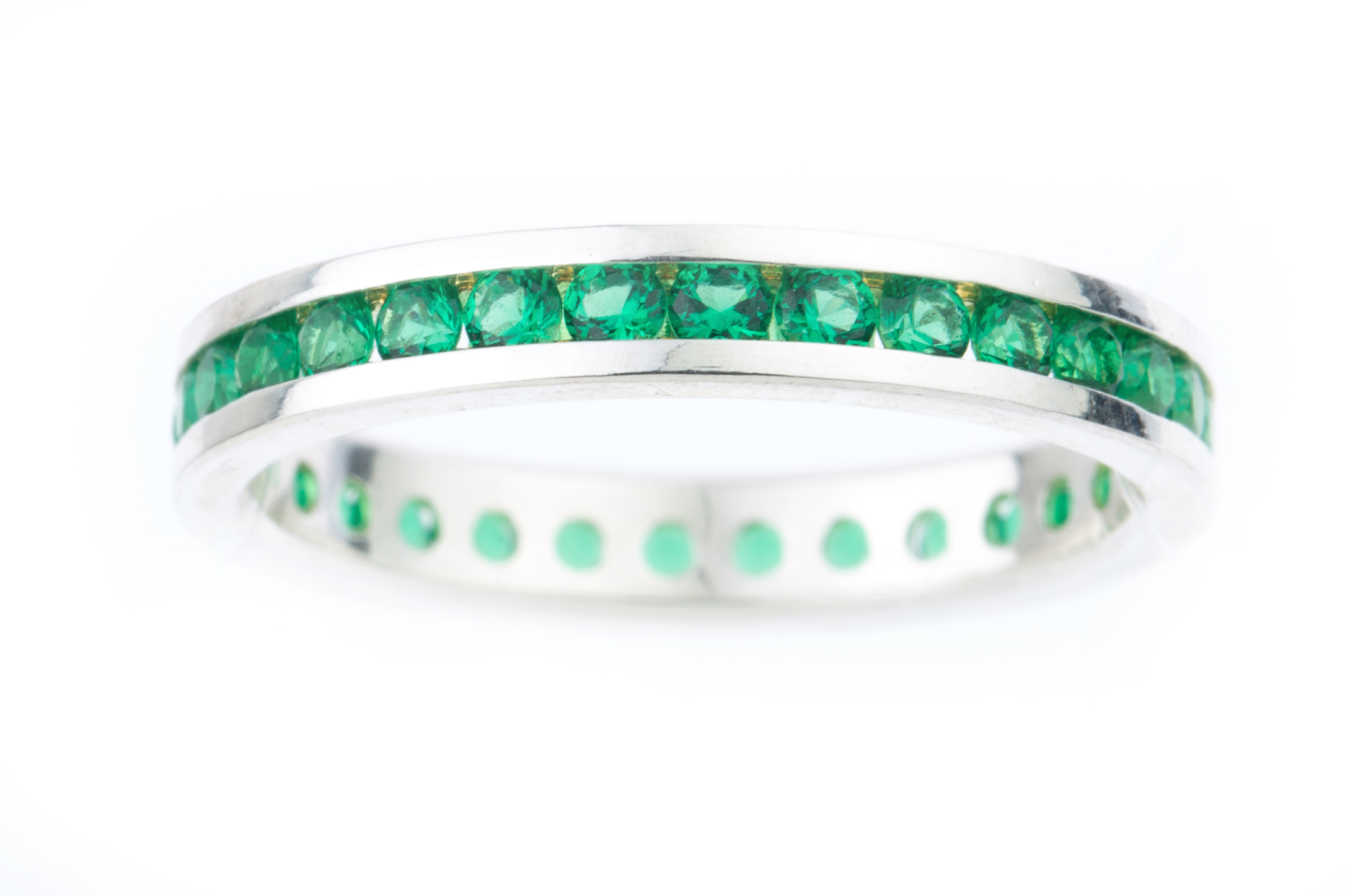 Natural Emerald and Diamond 925 Sterling silver ring handmade ring channel setting ring may birthstone wedding band christmas ring