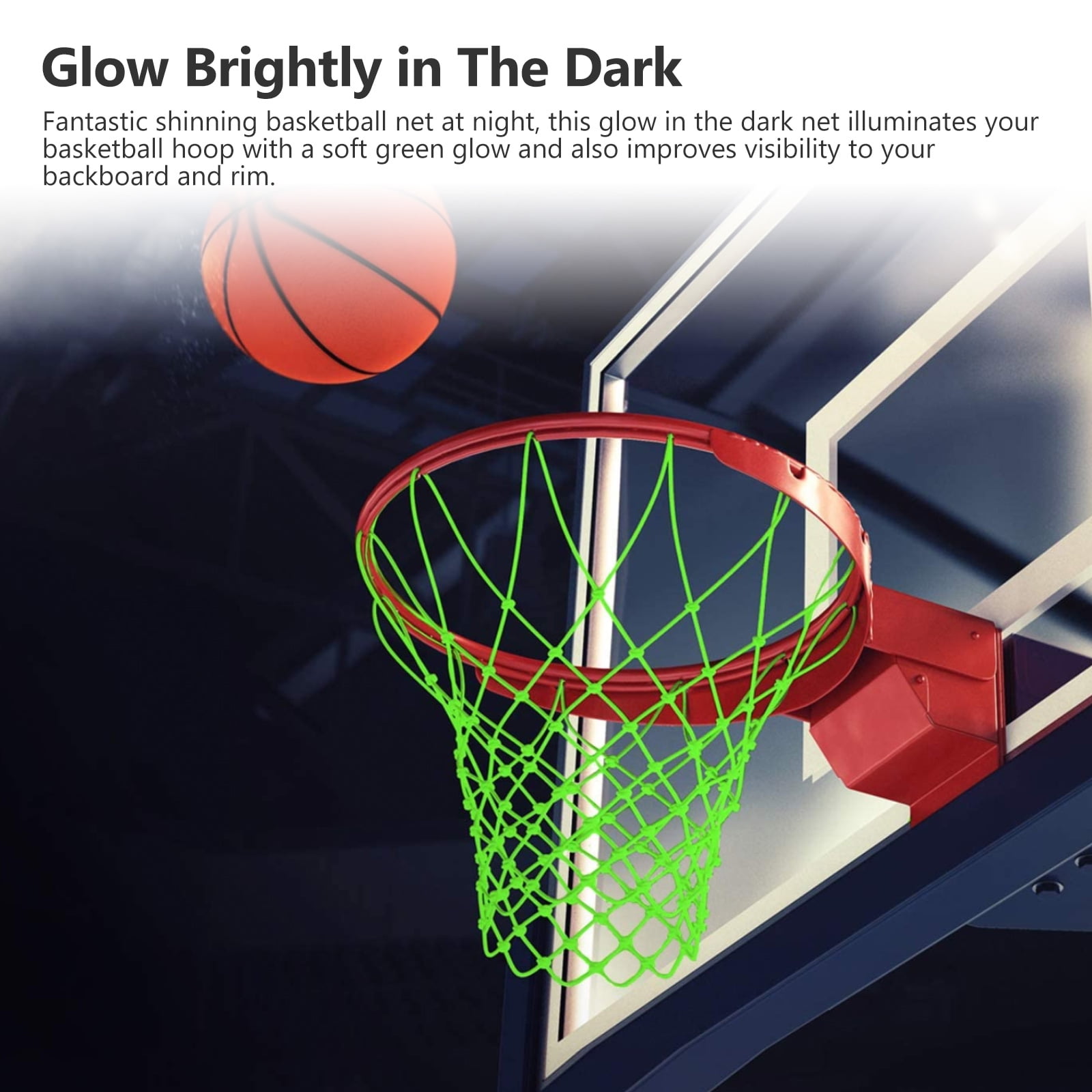 Glowing Basketball Net Outdoor Training Luminous Mesh Nylon Basketball Net 