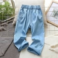 thumbnail image 2 of WRKEKC Girls Summer Jeans, Girls Casual Pants, Girls' Thin Pants Loose Summer Ice Silk Sports Pants Mosquito Proof Pants Mid Size Children's Drawstring Lantern Pants Long Pants, 2 of 5