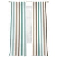 thumbnail image 2 of Brown Stripe Semi Sheer Curtains 108 Inch Length 2 Panels Set, Ombre Geometric Teal Green Vertical Striped Sheer Kitchen Curtain Privacy Voile Window Curtain for Living Room Bedroom Rod Pocket Drapes, 2 of 7