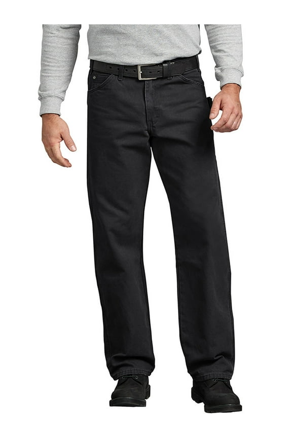 Men's Relaxed Fit Sanded Duck Carpenter Pants, Rinsed Black, 36X30