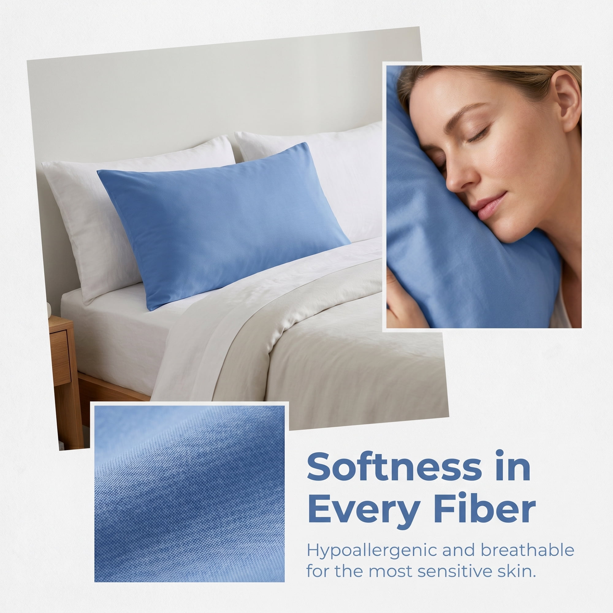 Unique Bargains Soft Waterproof Standard Size Zippered Pillow Protector Dark Blue