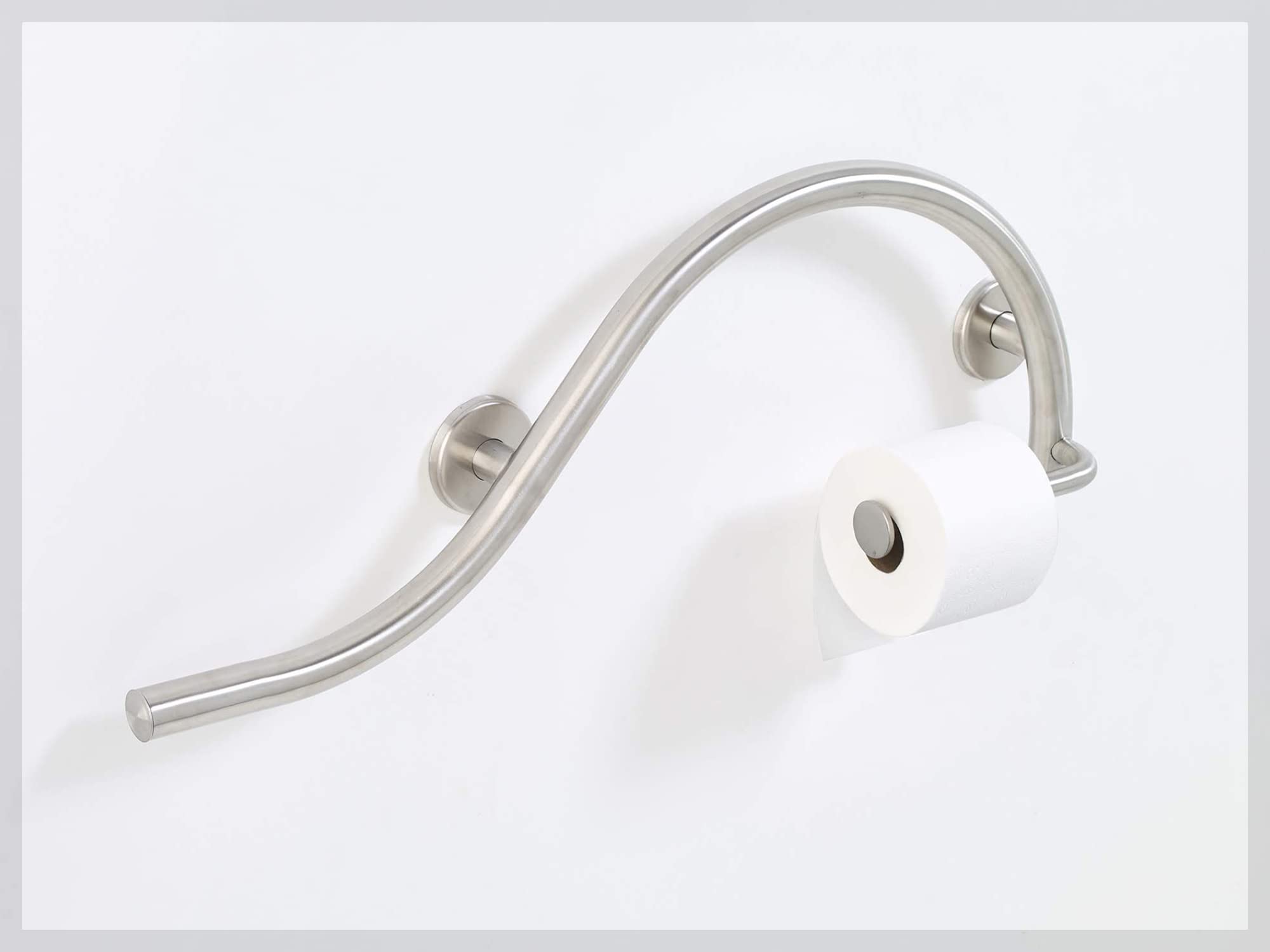 Grab Bar Toilet Paper Holder for Bathroom Safety/304 Stainless Steel/Left/Brushed Finish/ 30" x 11"