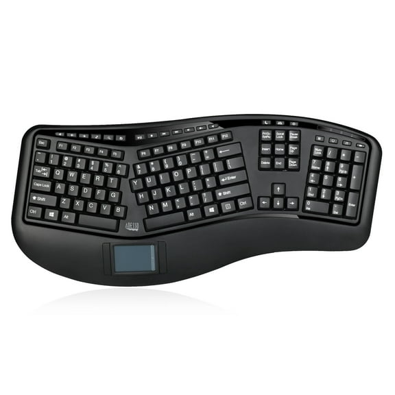 Adesso Tru-Form 4500 - 2.4GHz Wireless Ergonomic Touchpad Keyboard - Black