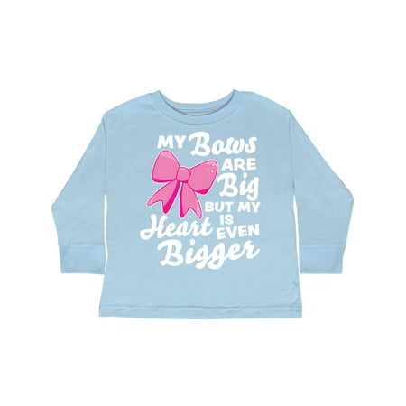 

Inktastic My Bows are Big But My Heart is Even Bigger Gift Toddler Boy or Toddler Girl Long Sleeve T-Shirt