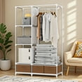 thumbnail image 3 of BAOKALER Coffee Brown Non-Woven Fabric Portable Closet:3 Drawers,1 Hanging Rod,4 Side Pockets & 16mm Metal Tube Frame–Suitable for Bedrooms, Living Rooms,Closets,Garages&Dorms, 3 of 11