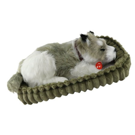 lixuesong Realistic Sleeping Plush Breathing Dog Animals Toy with Mat Stuffed Toy Interactive Pet Toy Puppy Dolls for Kids Adults