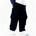 thumbnail image 4 of WOYY Boys Baggy Cargo Pants Kids Fashion Cotton Straight Leg Trousers, Sizes 4-5T, 4 of 5