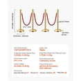 thumbnail image 4 of KFFKFF Crowd Control Barriers 8Pcs, Stainless Steel Post with Hollow Base, 6 Red Velvet Ropes and Posts, Gold Stanchions, Party Supplies Red Carpet Runner Poles, 4 of 9