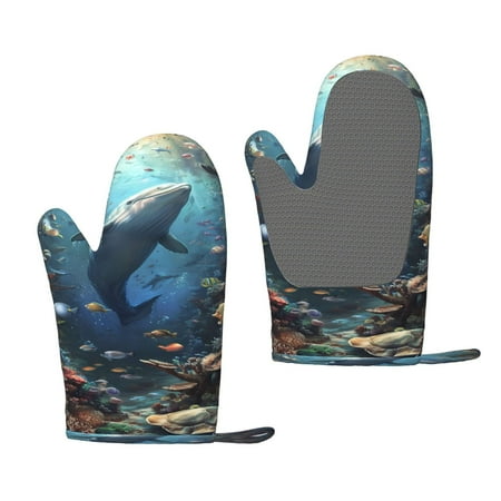 

Lafuoo Underwater Dolphin Pattern Silicone Anti-Scalding Gloves Hanging Rope Gloves are Suitable for Kitchen Utensils for Kitchen Baking Cooking Outdoor Barbecue