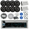 36' - 42' Boat System: Kenwood CD MP3 Bluetooth Receiver, 8 x 8" 2 Way Speakers Black, Remote Control, 2 x 4-channel Amp, 2 x Amp Installation Kit, 10" Woofer, 100ft Speaker Wire, Antenna – 22”