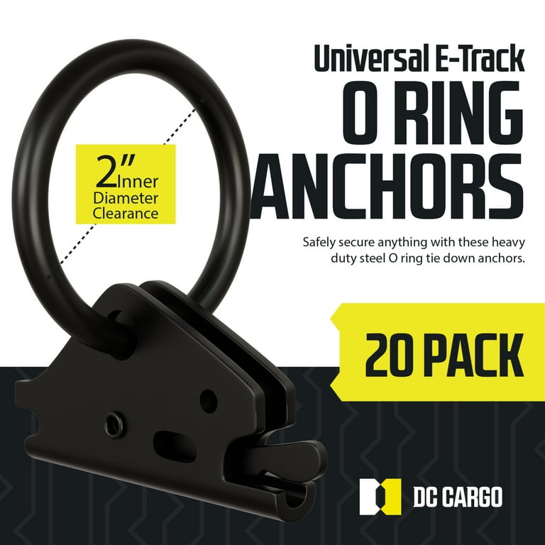 20 E-Track O Ring Tie-Down Anchors w/ E Track Spring Fittings, Steel, Tie  Down Cargo Loads to ETrack TieDown System Rails in Enclosed/Flatbed