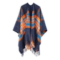 thumbnail image 2 of Women's Plaid Blanket Scarf Shawl Wrap Warm Cozy Winter Poncho Cape with Tassels Stylish Oversized Checkered Design, 2 of 3