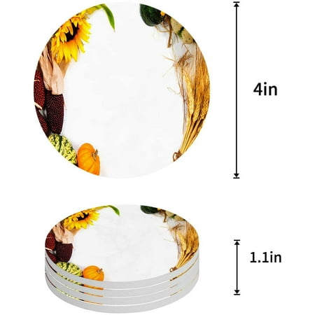 

ZHANZZK Sunflower Set of 6 Round Coaster for Drinks Absorbent Ceramic Stone Coasters Cup Mat with Cork Base for Home Kitchen Room Coffee Table Bar Decor