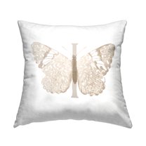 Stupell Industries Butterfly Letter I Square Decorative Printed Throw Pillow, 18 x 18