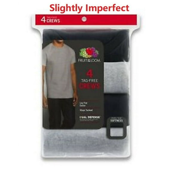 Fruit of the Loom® Big Men's 4 CREWS TEE 3XL "100% Cotton~Slightly Imperfect"   Black/Gray